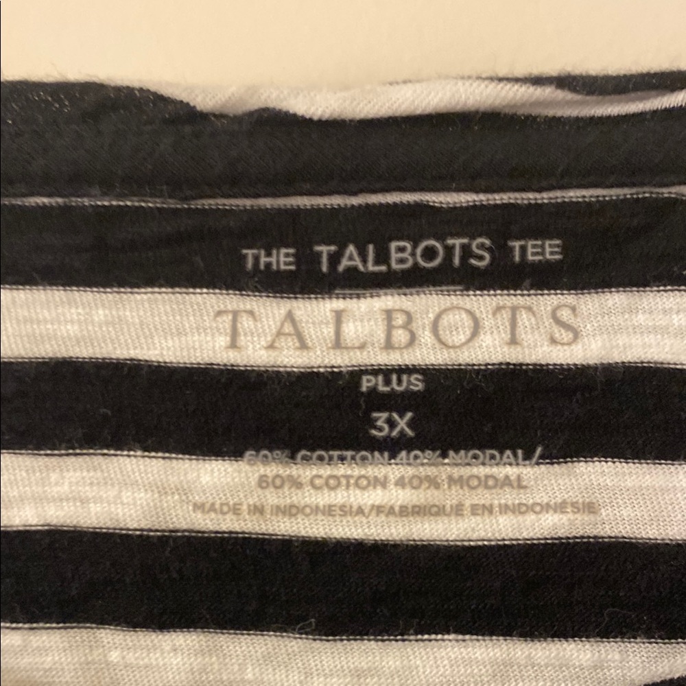 Talbots Black and White sparkle Short Sleeve Tee - Picture 2 of 5